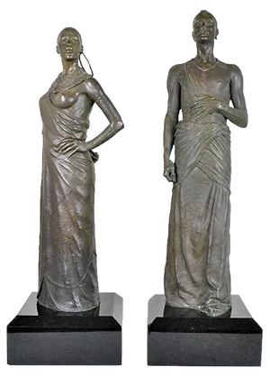 Bronze Sculptures, Maasai Couple, 20th Century, Set of 2