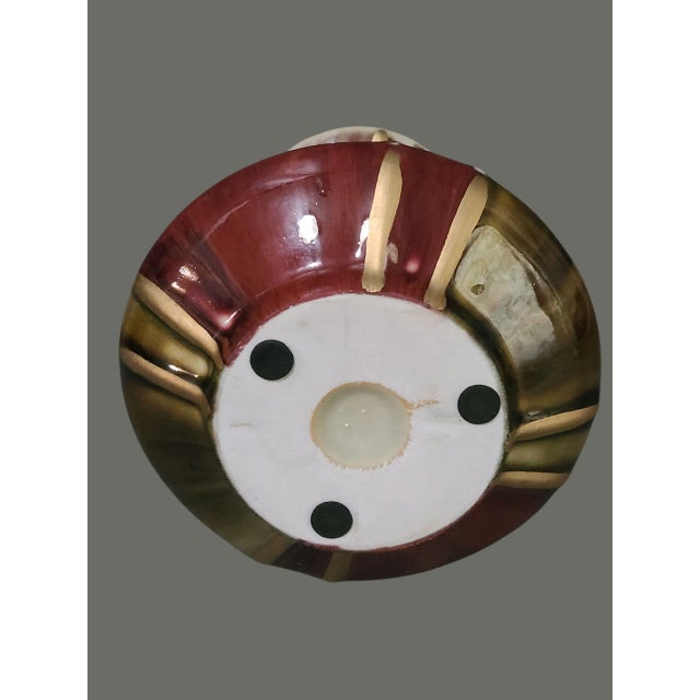Vintage Mid-Century Modern Glazed Burgundy Olive Green Gold Ceramic Pottery Vase For Sale - Image 9 of 9