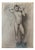 Carl H. Berberich, Male Nude with Box on Shoulder, Pencil on Paper For Sale