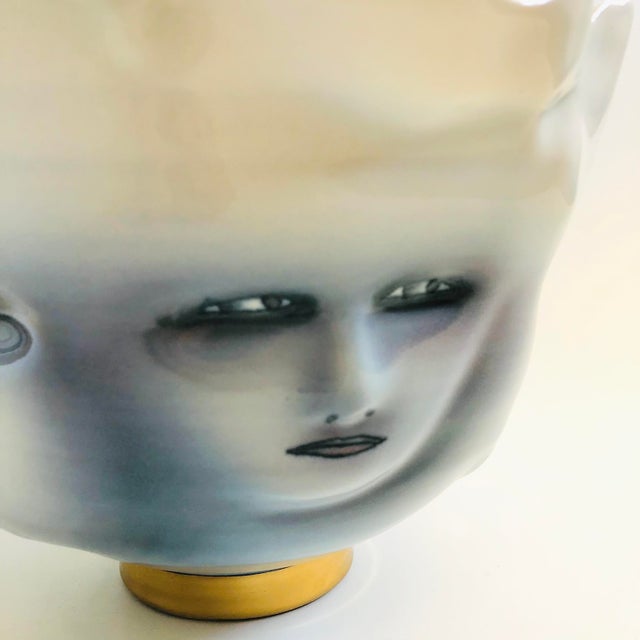 1990s Bing Gleitsman Porcelain Four Faced Bowl For Sale - Image 5 of 10
