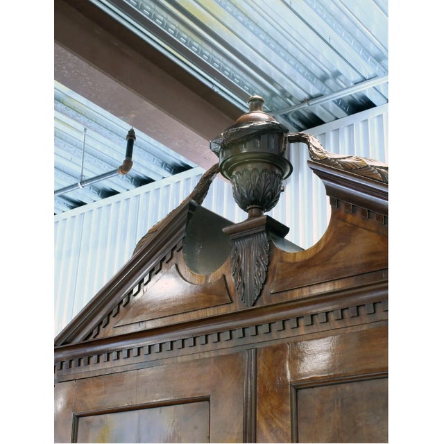 18th c. Neoclassical Dutch Mahogany Armoire, circa 1770. Original condition with new fabric lined interior.