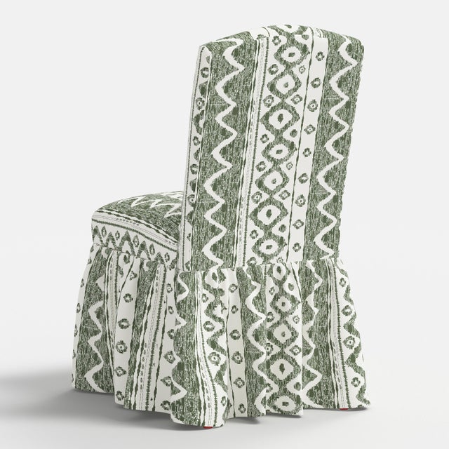Ruffle Camel Back Dining Chair in Linny Ikat Sage For Sale In Chicago - Image 6 of 7
