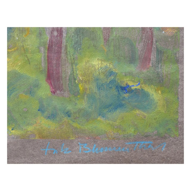 Mid 20th Century "Edge of the Forest" Landscape Gouache Painting by Fritz Blumenthal, Framed For Sale - Image 4 of 6