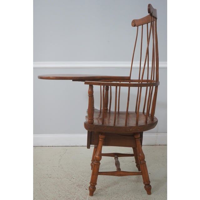American Antique Early American Windsor Writing Desk Armchair With Drawer For Sale - Image 3 of 18