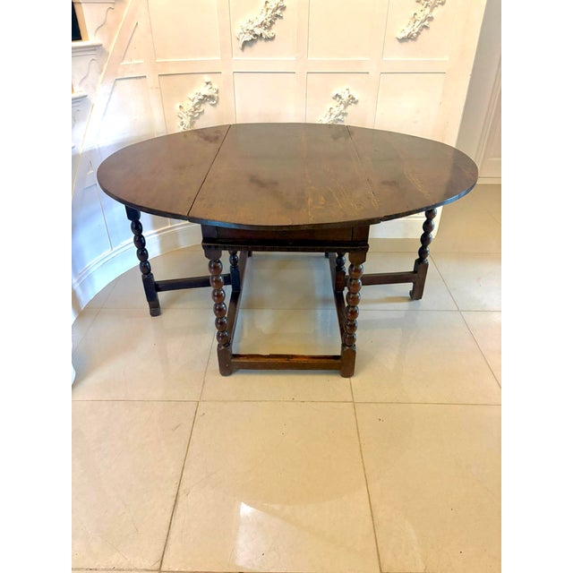 Antique Oak Gateleg 6-Seater Dining Table with Bobbin Turned Legs, 1680 For Sale - Image 3 of 14