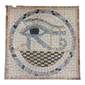 Vintage Egyptian Eye of Horus Marble Quartz Mosaic Tile Plaque 12"