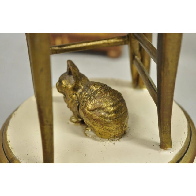 Early 20th Century Juan Clara "Girl on Chair Playing With Kittens" Metal Figural Table Lamps - Pair For Sale In Philadelphia - Image 6 of 16