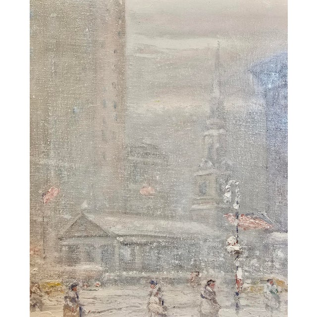 1930s Johann Berthelsen -St. Paul in the Snow -New York City-1930s Oil Painting For Sale - Image 5 of 11