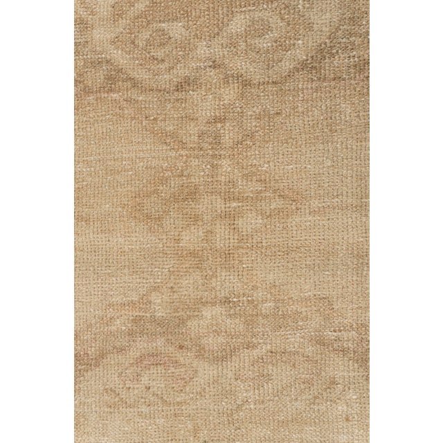 Tan Vintage Circa 1940 Tan Turkish Oushak Hand Knotted Wool Runner 3ft 7in X 12ft 9in For Sale - Image 8 of 14