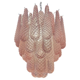 Glass Pink Petal Chandelier, 1990s For Sale