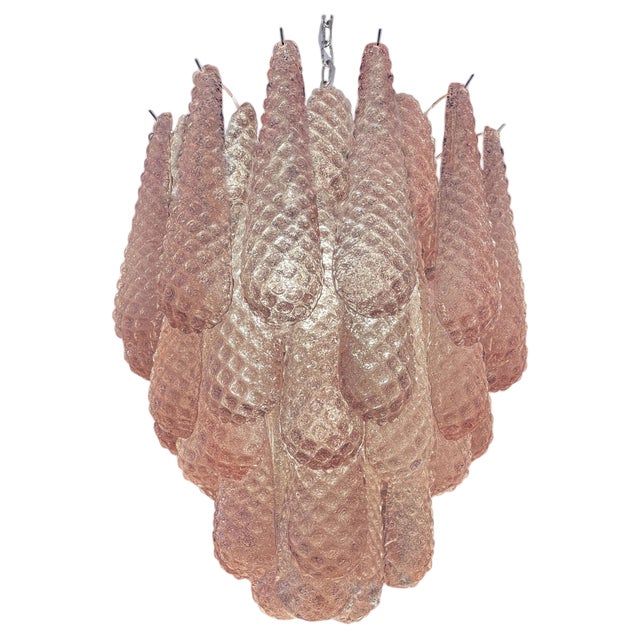 Glass Pink Petal Chandelier, 1990s For Sale