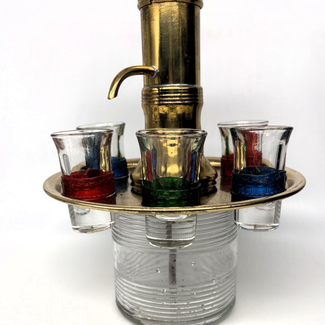 Mid 20th Century Liquor Dispenser With Shot Glasses For Sale - Image 4 of 9