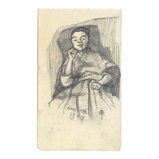 1907 Drawing of a Japanese Man For Sale