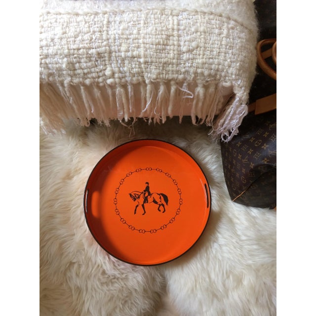 HermesInspired Orange Equestrian Serving Tray Chairish
