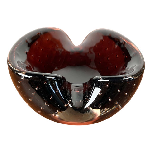 Vintage Italian Bullicante Murano Glass Ashtray, 1970s For Sale