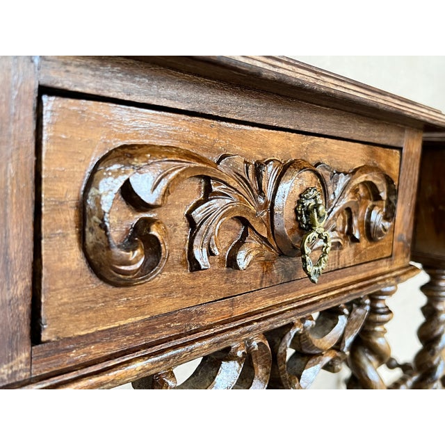 20th Century Pair of Solid Carved French Nightstands with Turned Columns For Sale - Image 9 of 18