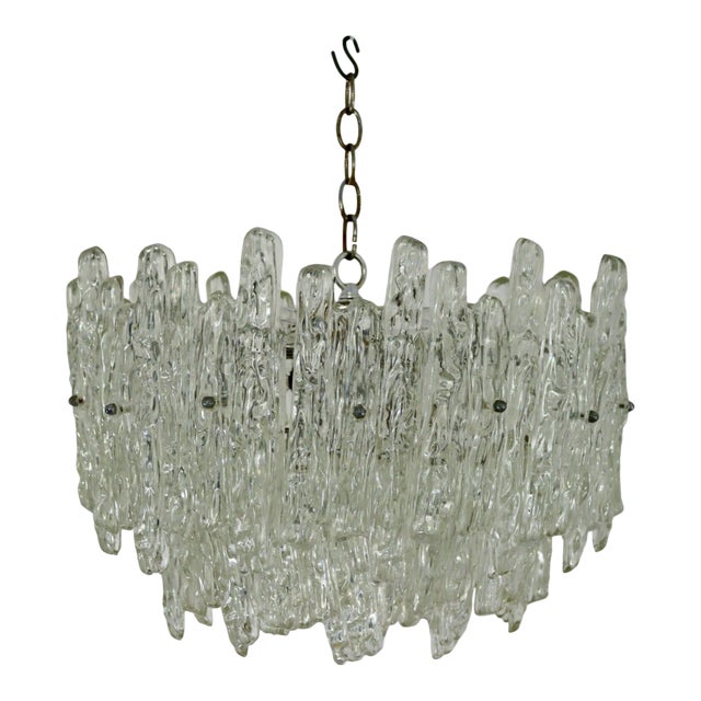 1970s Mid-Century Modern Kalmar Lucite Ice Light Fixture Chandelier For Sale