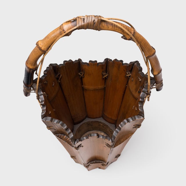 Japanese Bamboo Flower Basket, C. 1920 For Sale - Image 4 of 7