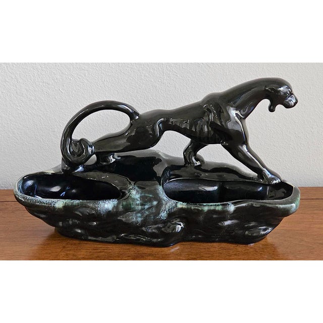Vintage Black Panther Ceramic Tv Lamp Base Planter – Mid Century Modern Hollywood Regency Decor For Sale - Image 4 of 13