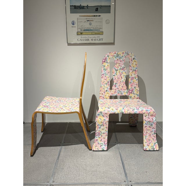 Vintage Empire chair in moulded plywood with laminated finish in the "Grandmother" pattern. Designed by Robert Venturi and...
