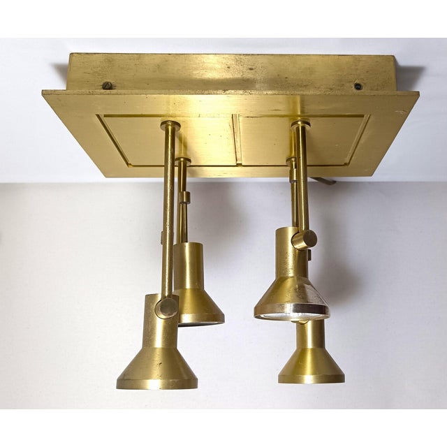 Metal Postmodern Ceiling Light in Satined Brass attributed to Sische-Germany, 1980s For Sale - Image 7 of 11