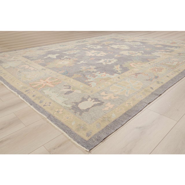 Gray Contemporary Turkish Oushak Rug, 09'02 X 11'10 For Sale - Image 8 of 10