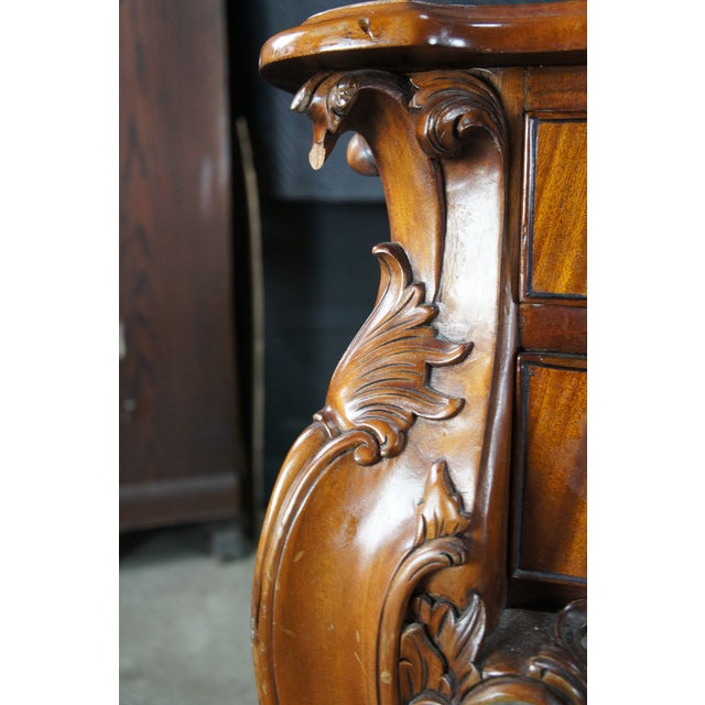 Vintage Chippendale Style Mahogany Carved Leather Inset Executive Office Desk For Sale - Image 11 of 18