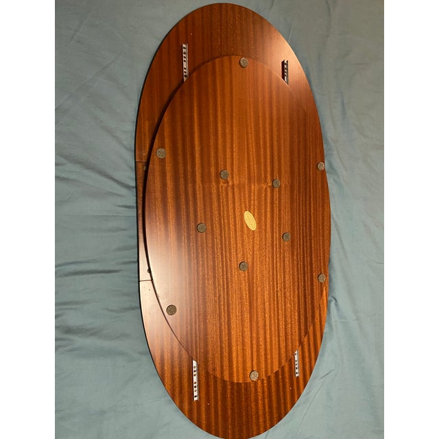 Late 20th Century Signed Luigi Leone for Gargiulo & Jannuzzi Mechanical Expanding Inlaid Wood Table Top With Lazy Susan For Sale - Image 10 of 12