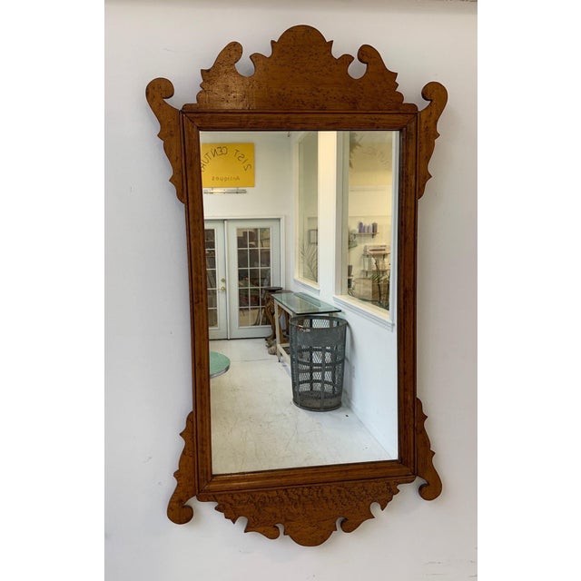 Chippendale Antique Chippendale Style Bird’s-Eye Maple Wall Mirror For Sale - Image 3 of 7