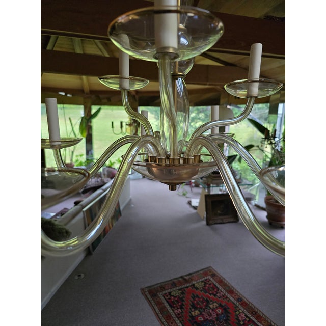 Vintage Mid Century Modern Murano Style Nos Chandelier For Sale - Image 4 of 10