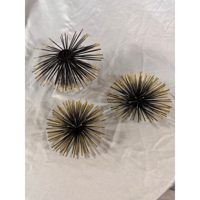 Mid-Century Modern Set of Three Graduated, Starburst or Sea Urchins Wall Decor MCM For Sale - Image 3 of 9