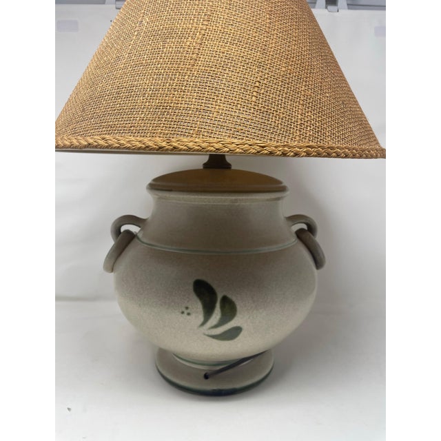 Vintage Pottery Lamp With Shade | Chairish