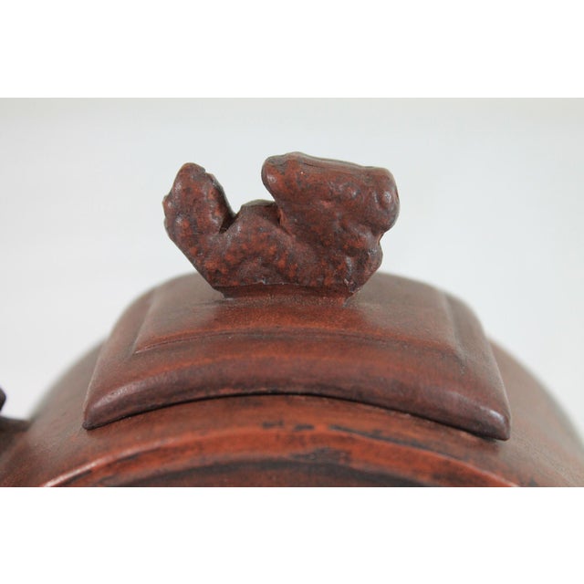 Brown Vintage Chinese Clay Tea Pot W/ Dragon & Bird Motif For Sale - Image 8 of 12