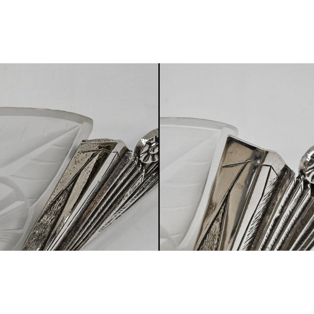 1930s Gilles & Degue French Art Deco Nickeled Bronze Wall Sconces - A Pair For Sale - Image 10 of 12