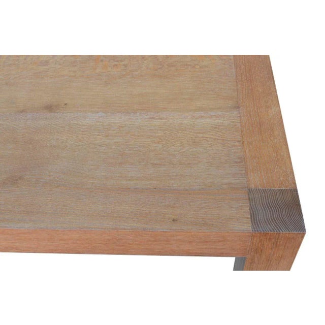 Brown Parsons Table in Cerused Rift-Sawn White Oak by Petersen Antiques For Sale - Image 8 of 11