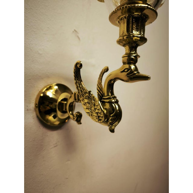 Swan Wall Lamp with Murano Glass, 1970s, in Flawless conditions. Designed 1970 to 1979 Up to 250V (Europe/UK Standard).The...