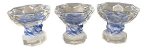 Czech Art Deco Bohemian Frosted Blue Crystal Glasses by Heinrich Hoffmann, 1930s, Set of 3