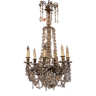 Vintage 1920s Crystal Chandelier For Sale