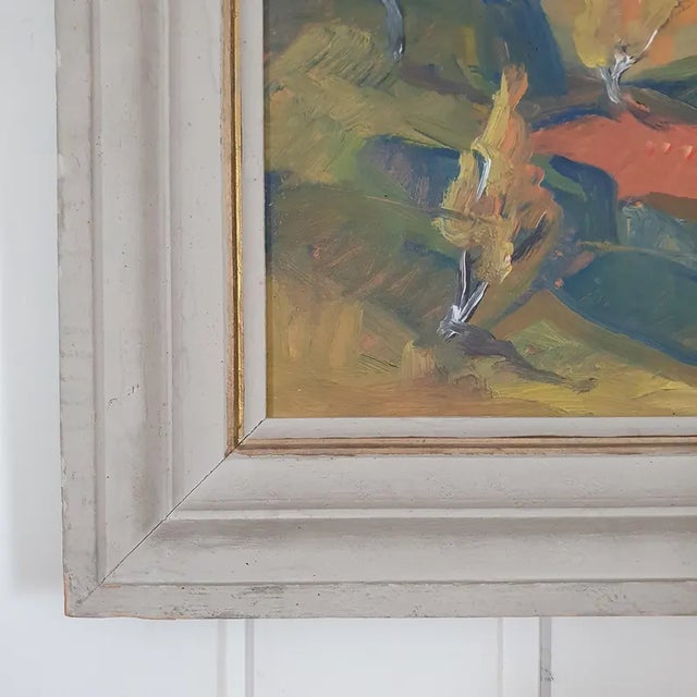 1950s Mid-Century Swedish Modernist Landscape Oil Painting by Nils Dramé For Sale - Image 4 of 18