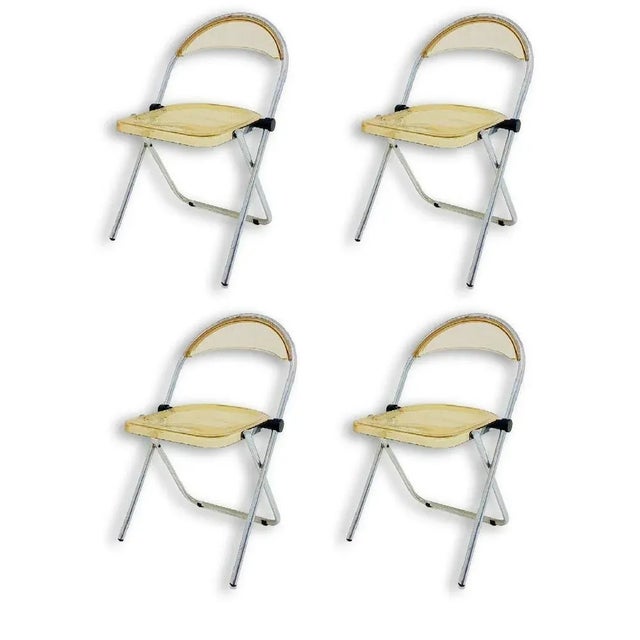 Beige Acrylic Glass Chairs, 1970s, Set of 4 For Sale - Image 8 of 8