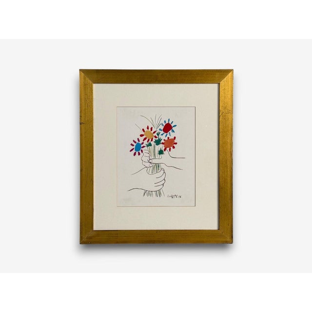 Pablo Picasso, Modern, Figurative, Framed and Signed Lithograph, Paper, Gilt Frame, 1958 A vintage Pablo Picasso modernist...