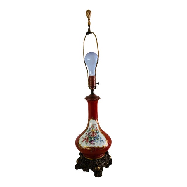 Antique Table Lamp Porcelain Bronze Chinoiserie For Sale