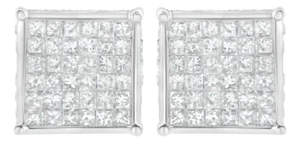 10K White Gold 2ct TDW Princess-Cut Composite Diamond Stud Earring (I-J ,I2-I3) - 2 Pieces
