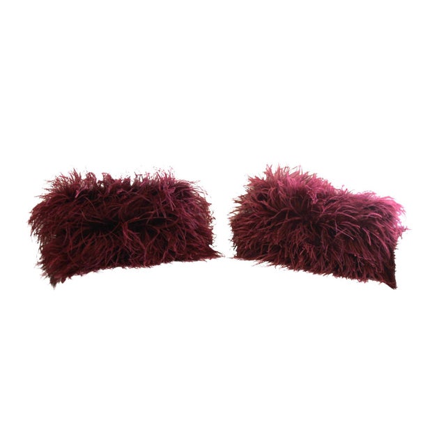 1990s Maison De Vacances Paris Ostrich Feather Pillows A Pair
