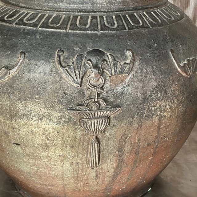 Vintage Boho Bat Wing Lidded Urn For Sale - Image 11 of 11