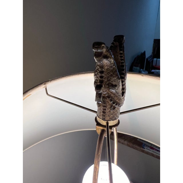 Large Late 20th Century Moroccan/Spanish Style Metal Table Lamp Filigree Base For Sale - Image 9 of 11