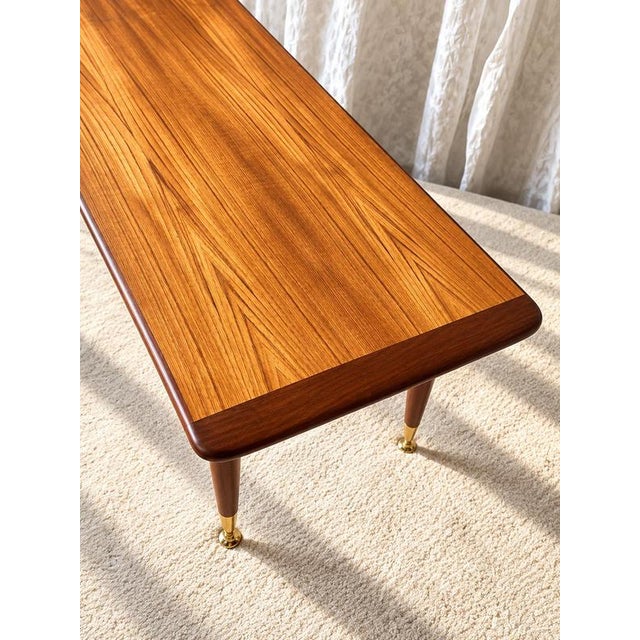 Mid-Century Modern Teak Coffee Table with Brass Feet, Sweden, 1960s For Sale - Image 11 of 12