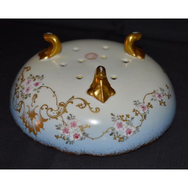 Limoges France Porcelain Colander Antique Berry Bowl Footed Strainer Gilt For Sale - Image 14 of 15