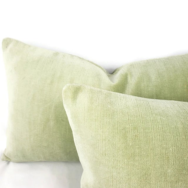 Contemporary Glant Textiles Symphony Velvet in Leaf Lumbar Pillow Cover - 12” X 20” Apple Green Textured Velvet Rectangle Cushion Case For Sale - Image 3 of 5
