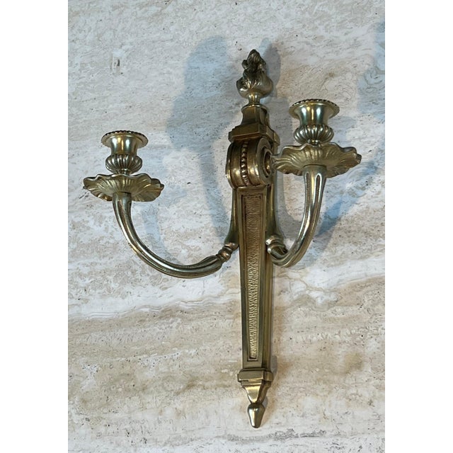 Pair of Louis XVI style bronze sconces For Sale - Image 4 of 12